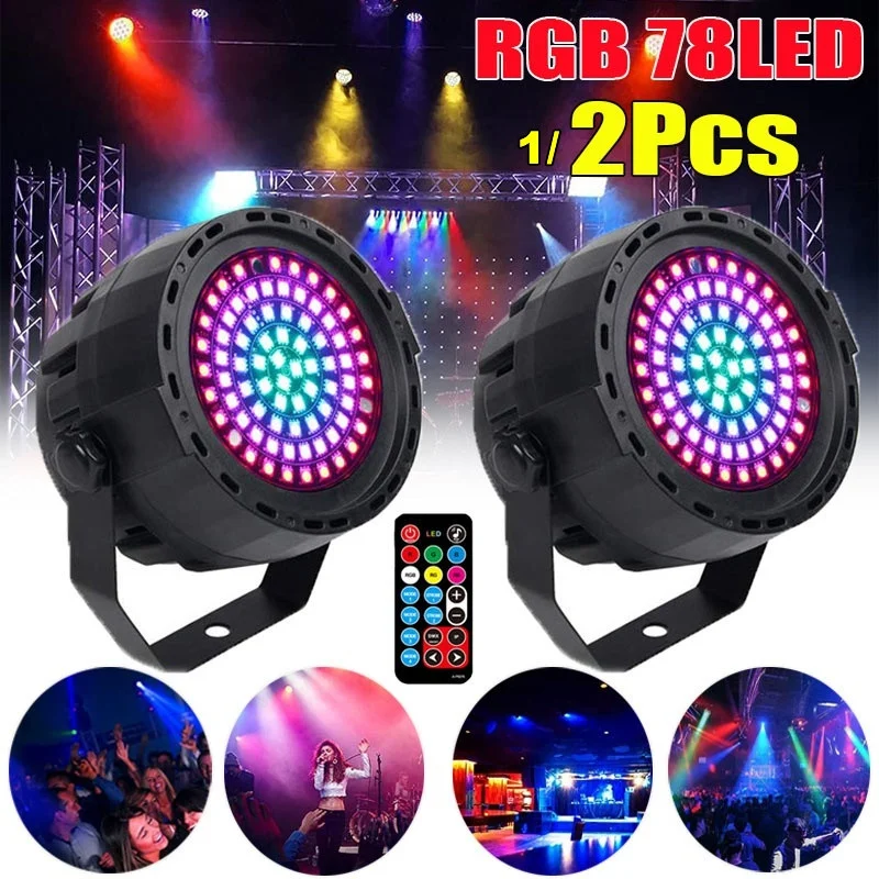 

Stage Lights,RGB 78LED Par Lights Sound Activated DMX Control Uplighting Lights DJ Light Stage Lighting for Club KTV Disco Party