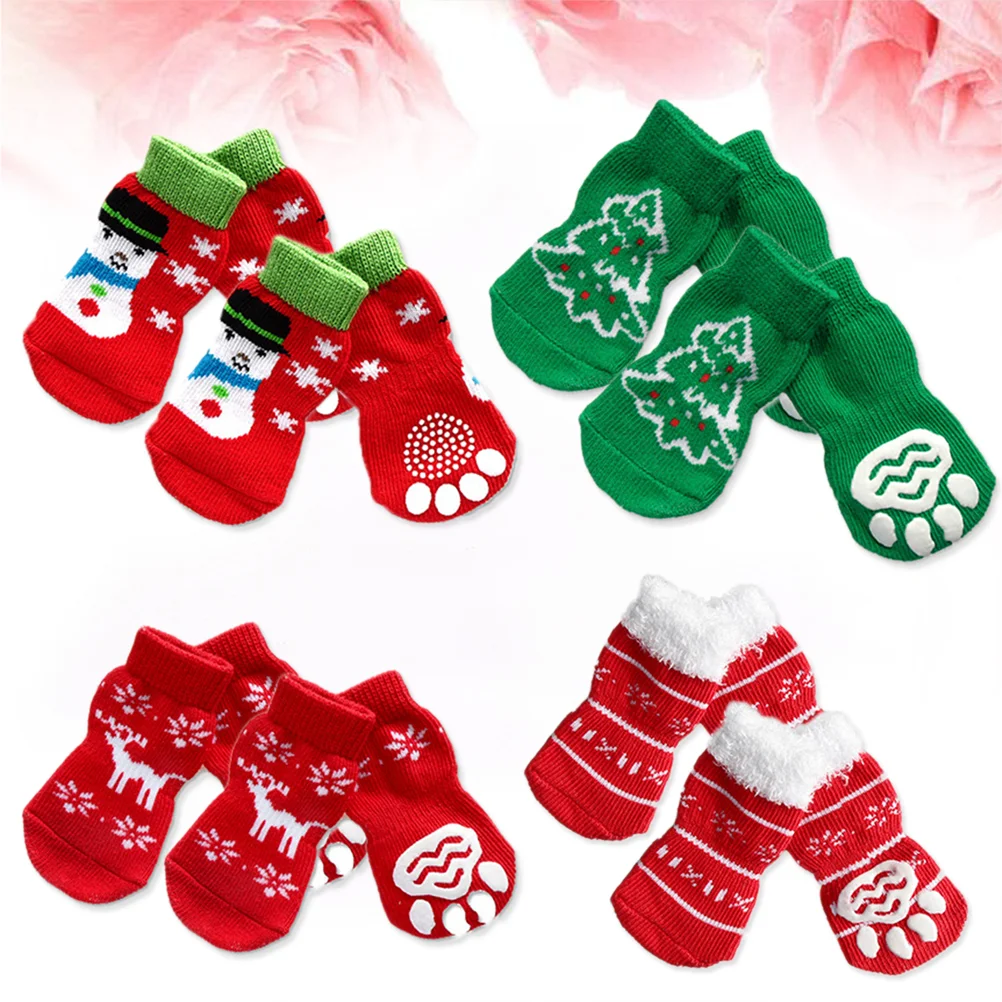 

Socks Dogchristmas Dogs Pet Pawanti Accessories Skid Non Pad Cotton Costume Protector Cat Cover Custom Grip Cats Floors Knitted