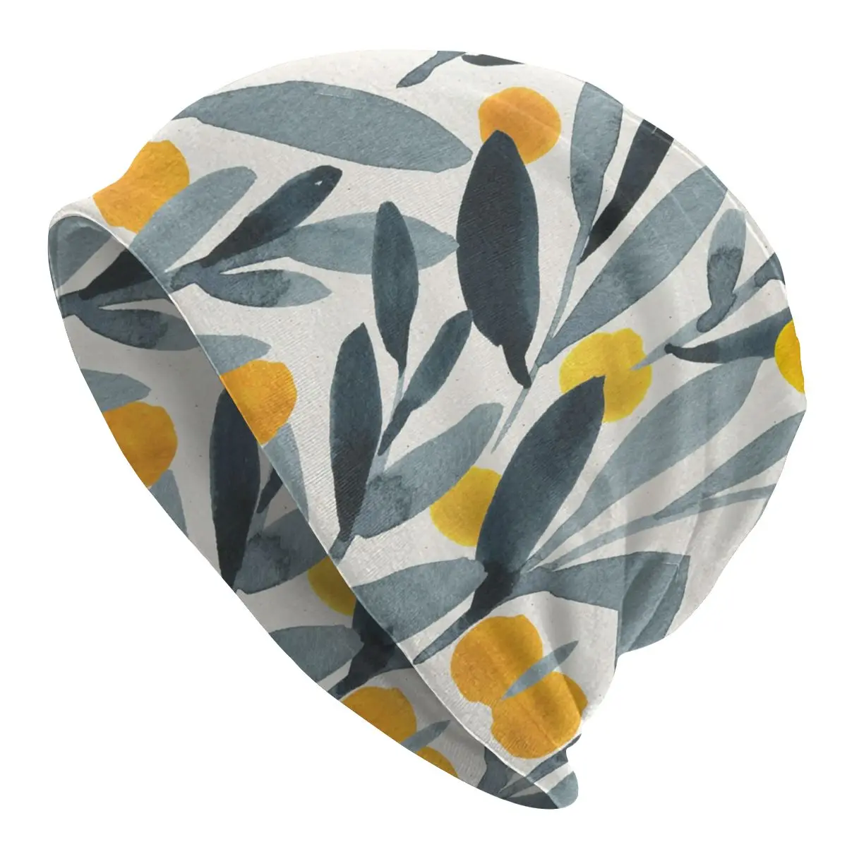 

Indigo Mustard Floral Flower Cap Autumn Winter Outdoor Skullies Beanies Hat Unisex Warm Thermal Elastic Bonnet Knit Hat