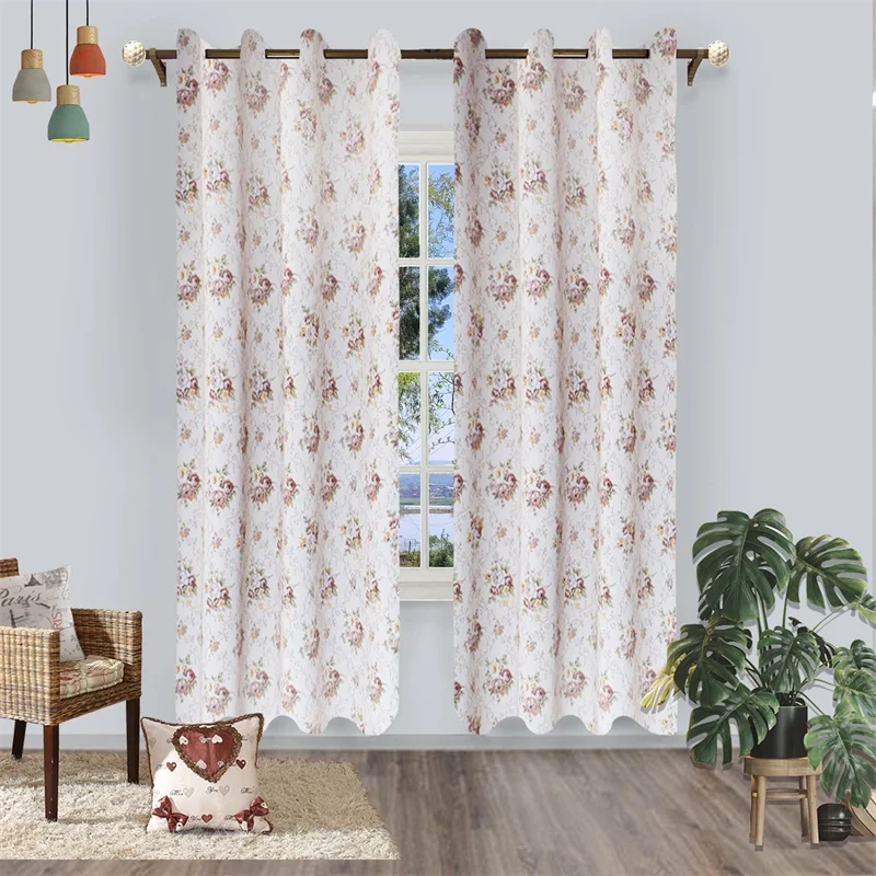 

Popular Curtains Peony Printing Perforated Finished Curtains Blackout Decorative Flowers Home Accessories