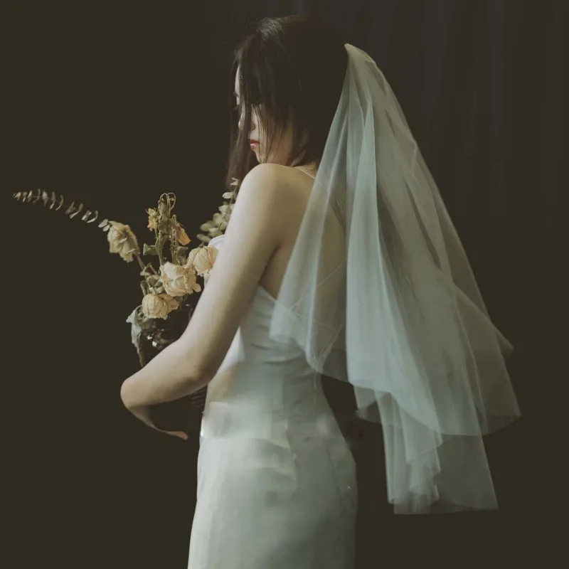 

Оригинальный свадебный подарок с лацканами винтажное легкое свадебное платье Фото короткий свадебный головной убор маленькая вуаль