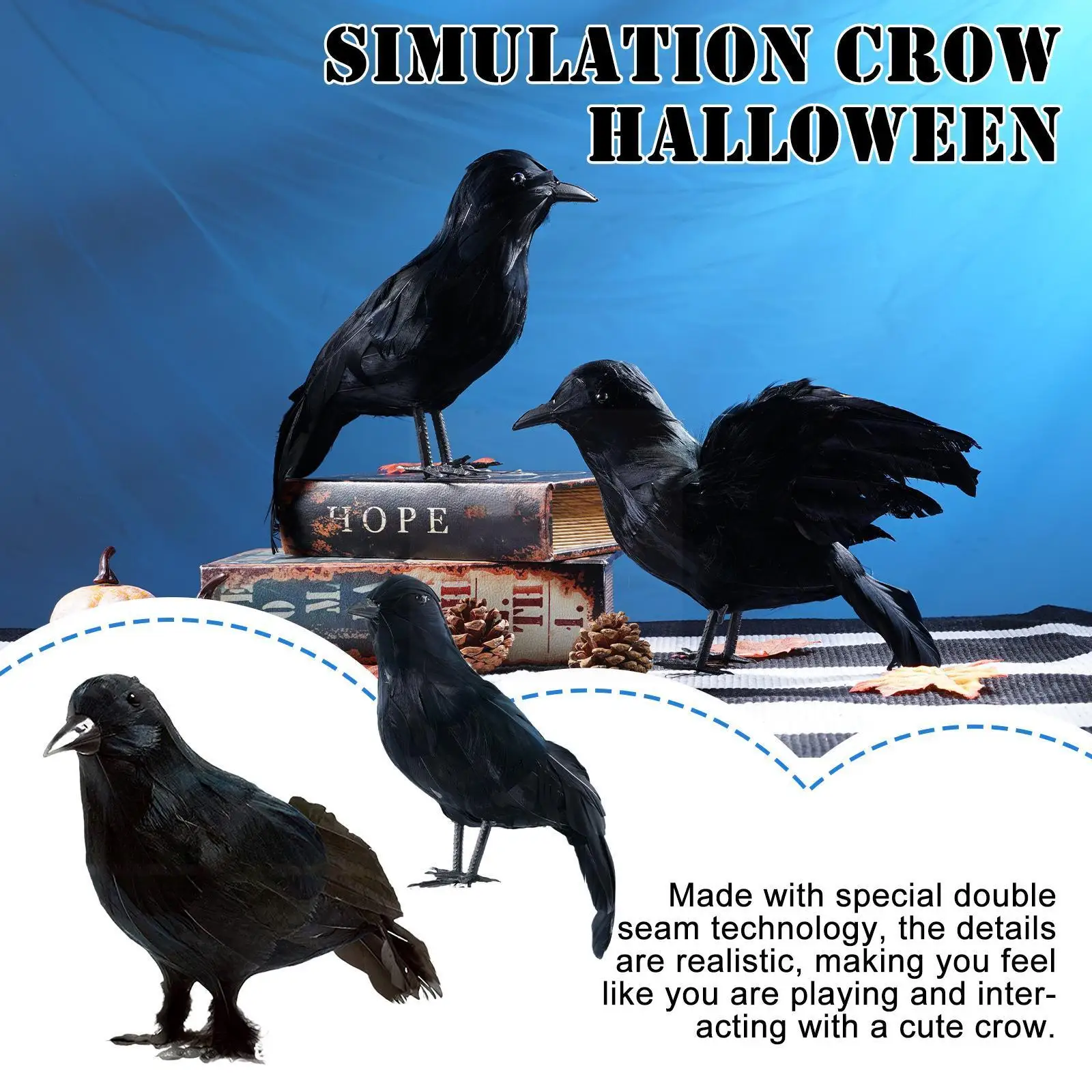 

Simulation Black Crow Animal Model Artificial Crow Black Bird Raven Prop Scary Decoration For Party Supplies C4T1