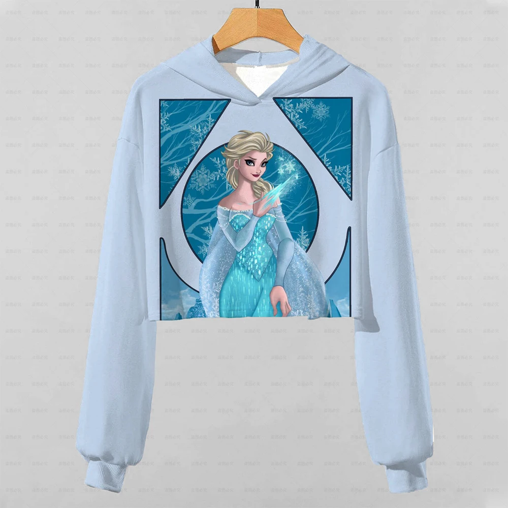 

Ice And Snow Legend Spring And Autumn Girls' Long Sleeve Sweater Hoodie Boys' Top Children's Princess Ultra Short Fashion Clothe