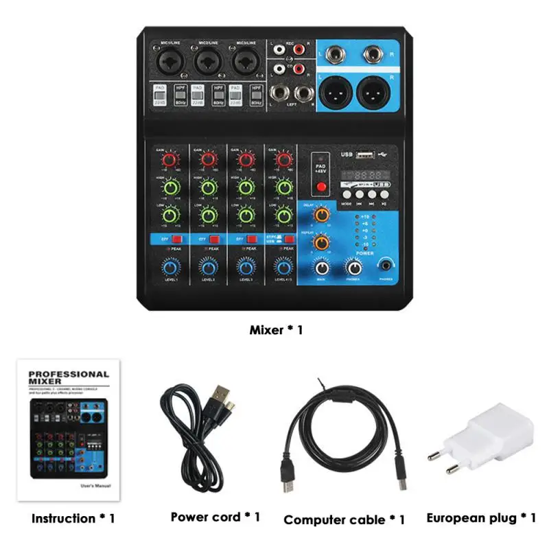 

5-канальный Профессиональный портативный микшер, звуковая микшерная консоль, компьютерный вход, 48 В, количество мощностей, прямая трансляция, новинка A5