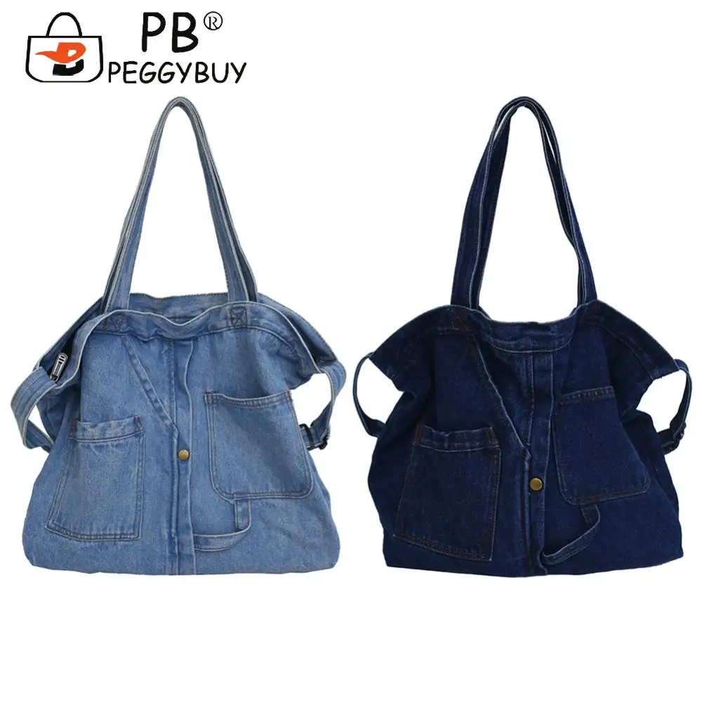 Сумки через плечо в стиле ретро джинсовая повседневная сумка-мессенджер большая