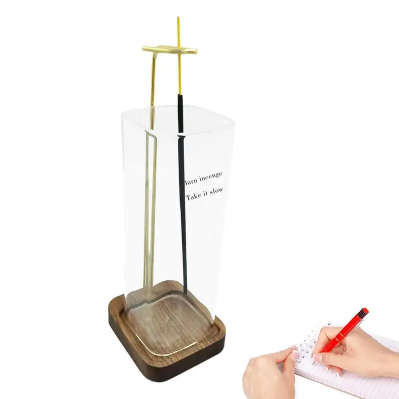 

Insence-Stick Holder Dustproof Modern Incense Stick Burner Glass Incense Holder Easy To Clean Wooden Incense Holder For Study