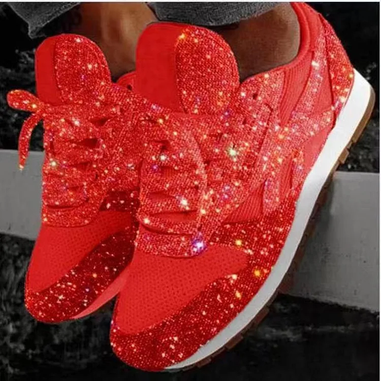 Women Sequined Bling Sneakers Platform Sports Shoes Ladies 2023 Brand Designer Mesh Casual Shoes Breathable Running Shoes Female