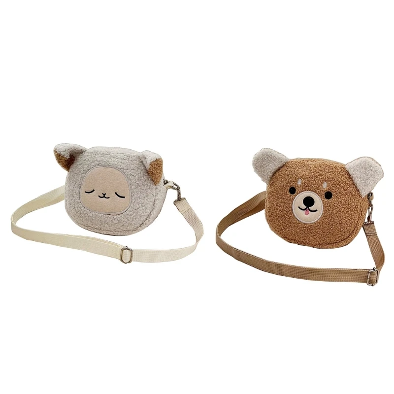 

Cartoon Bear Shoulder Bag for Kids Women Round Coin Purse Girls Fluffy-Plush Crossbody Bag-Small Bag Ins