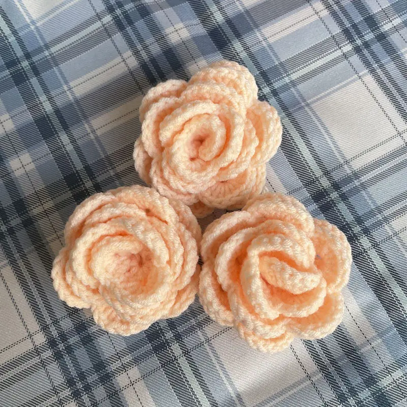 Вязаная роза цветок голова лист искусственный украшение для одежды сумки брошь