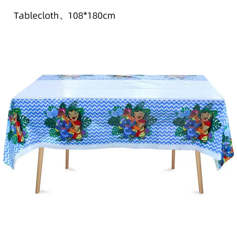 

Disney Lilo & Stitch Tablecloth Decorations Plastic Cartoon Table Cover Blue Stitch Theme Baby Shower Kids Girls Party Supplies