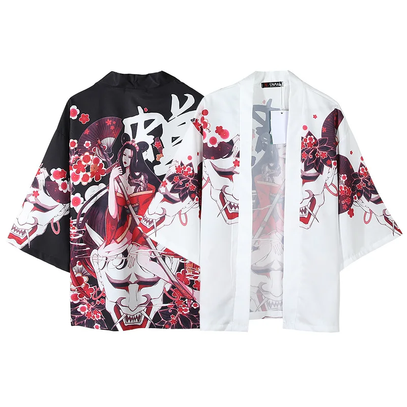 

Традиционная уличная одежда для мужчин, хаори, юката, японская женская одежда самурая, кимоно, кардиган, косплей-рубашка