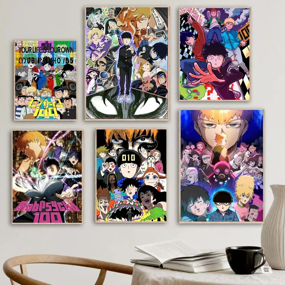 Ретро аниме Mob Psycho 100 наклейки-плакат