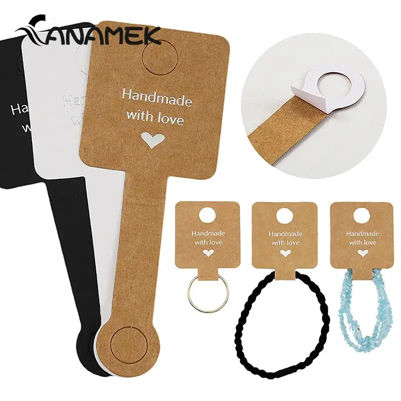 Картонный держатель для ювелирных изделий, самоклеящиеся витрины для браслетов, для мелких деловых и праздничных подарков, 50 шт., 4 х10 см