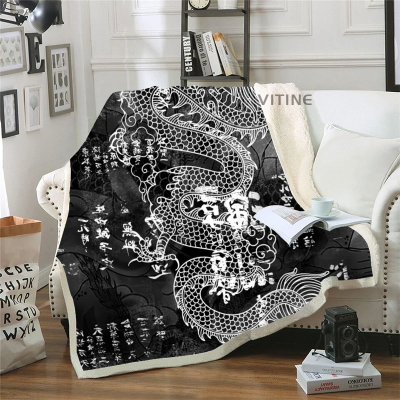 

New Funny Sofa Bed Blanket Super Soft Warm DRAGON 3D Print Blanket Cover Fleece Throw Blanket B19