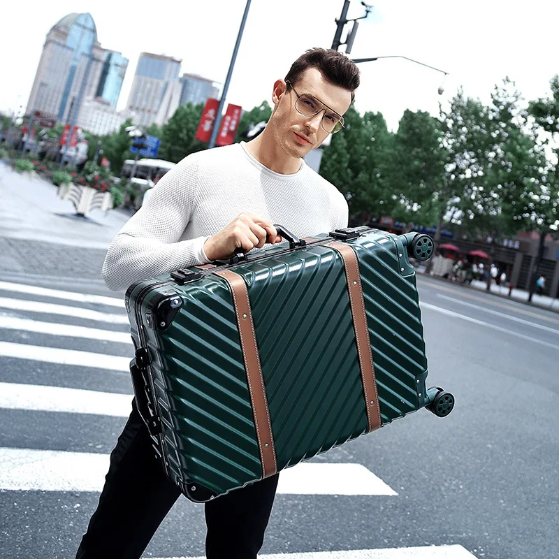 New Luggage Men's Aluminum Frame Universal Wheel Trolley Case Women's 20-Inch Boarding Bag Password Suitcase Male And Female