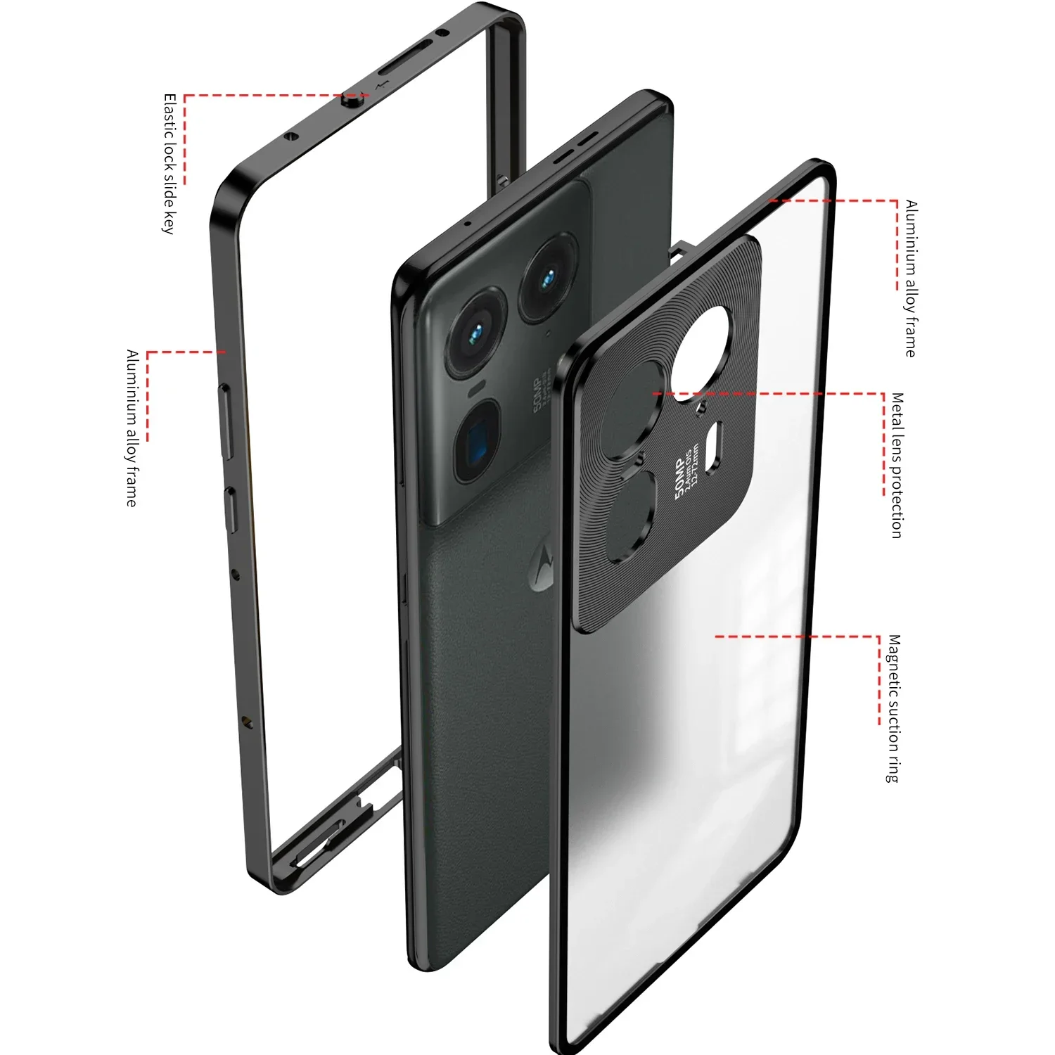 Металлический пружинный матовый защитный чехол для объектива Motorola MOTO Edge 40 Pro 50 Ultra