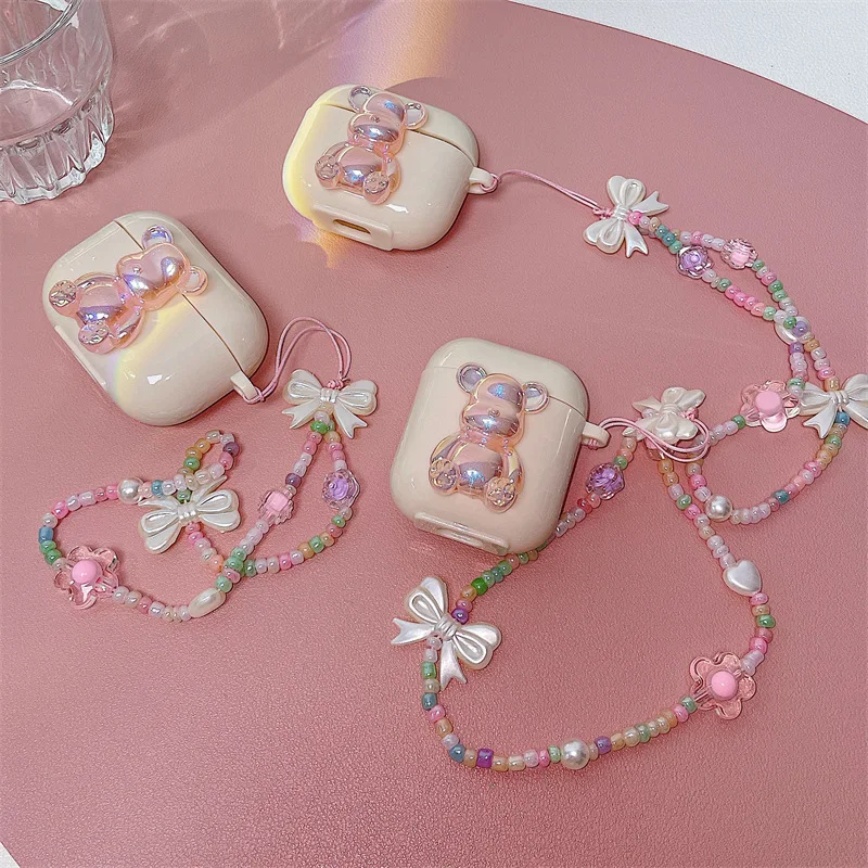 

Porcelain White Colorful Bear for AirPods 3 Case Apple AirPods 2 Case Cover AirPods Pro Case IPhone Earbuds Accessories Air Pods