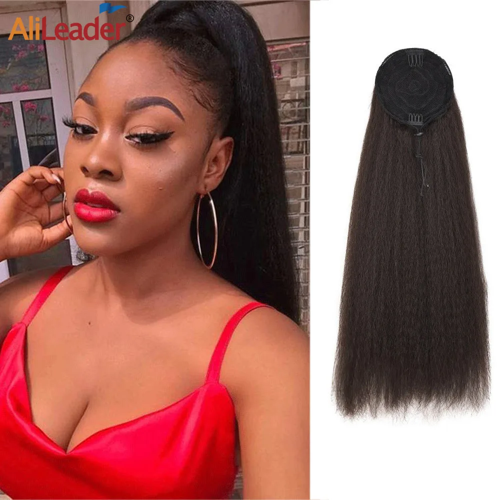 

Synthetic Ponytail Kinky Straight Ponytail Afro Puff Drawstring Ponytail Extension For Black Women Straight Wrap Around Ponytail