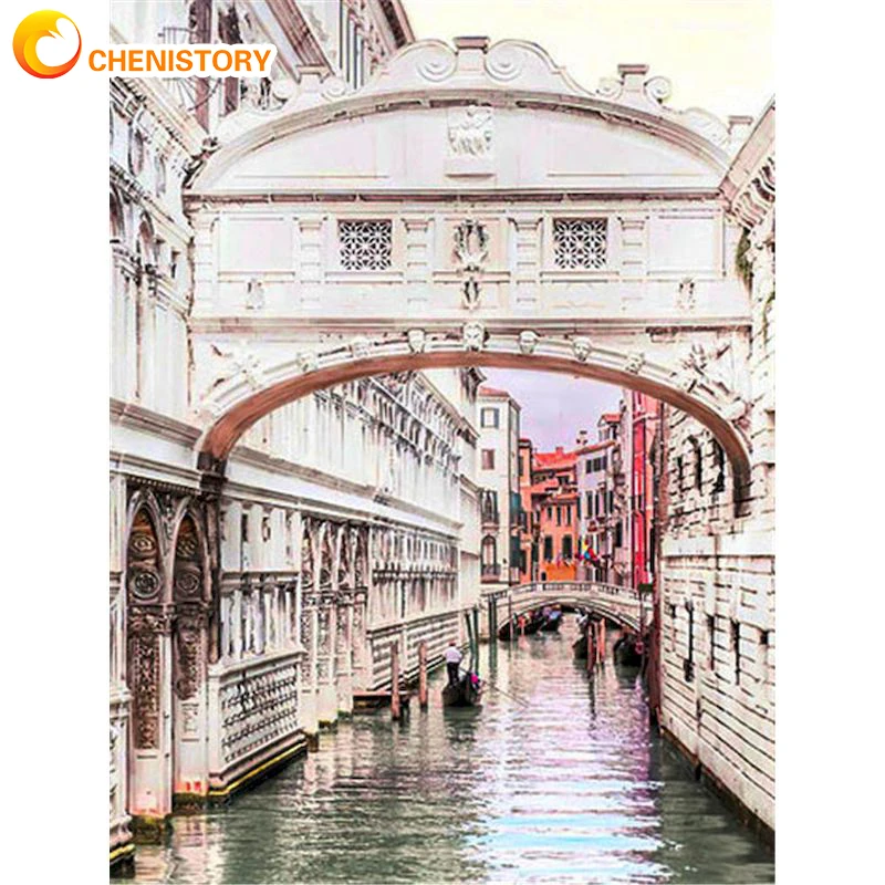 

CHENISTORY DIY Painting By Numbers Venice Scenery Acrylic Painting Modern Picture Home Decor For Living Room 40x50cm Decor