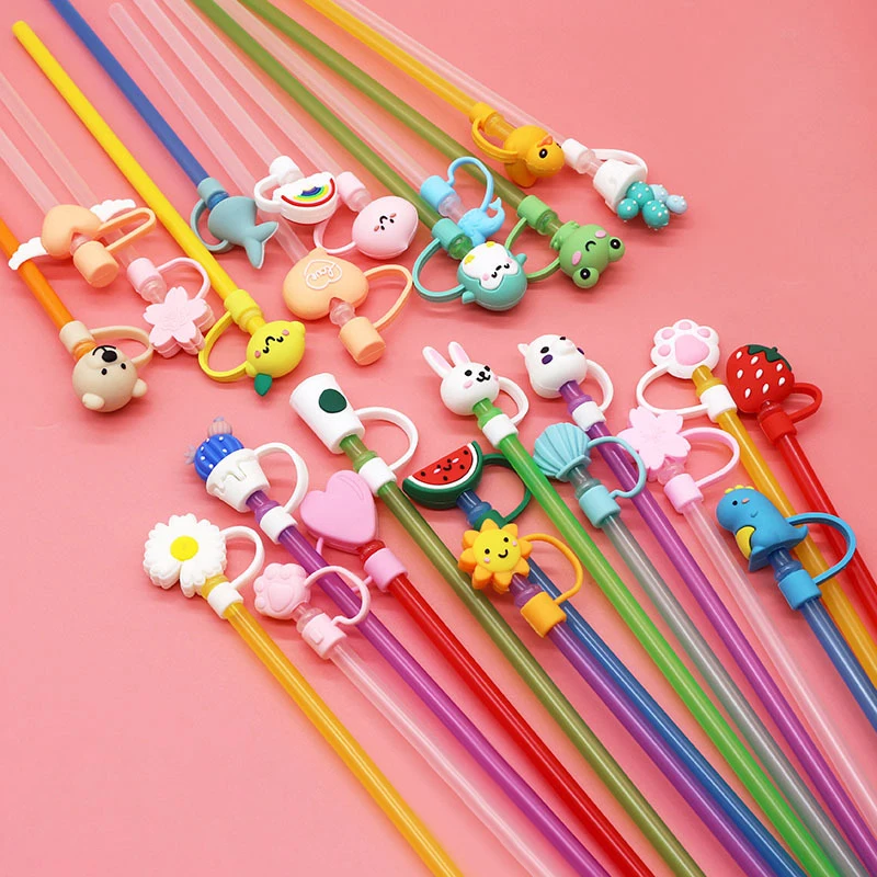 

Silicone Straw Plug Reusable Airtight Drinking Dust Cap Cup Accessories Cartoon Plugs Tips Cover Suit Water Bottle Straw Plug