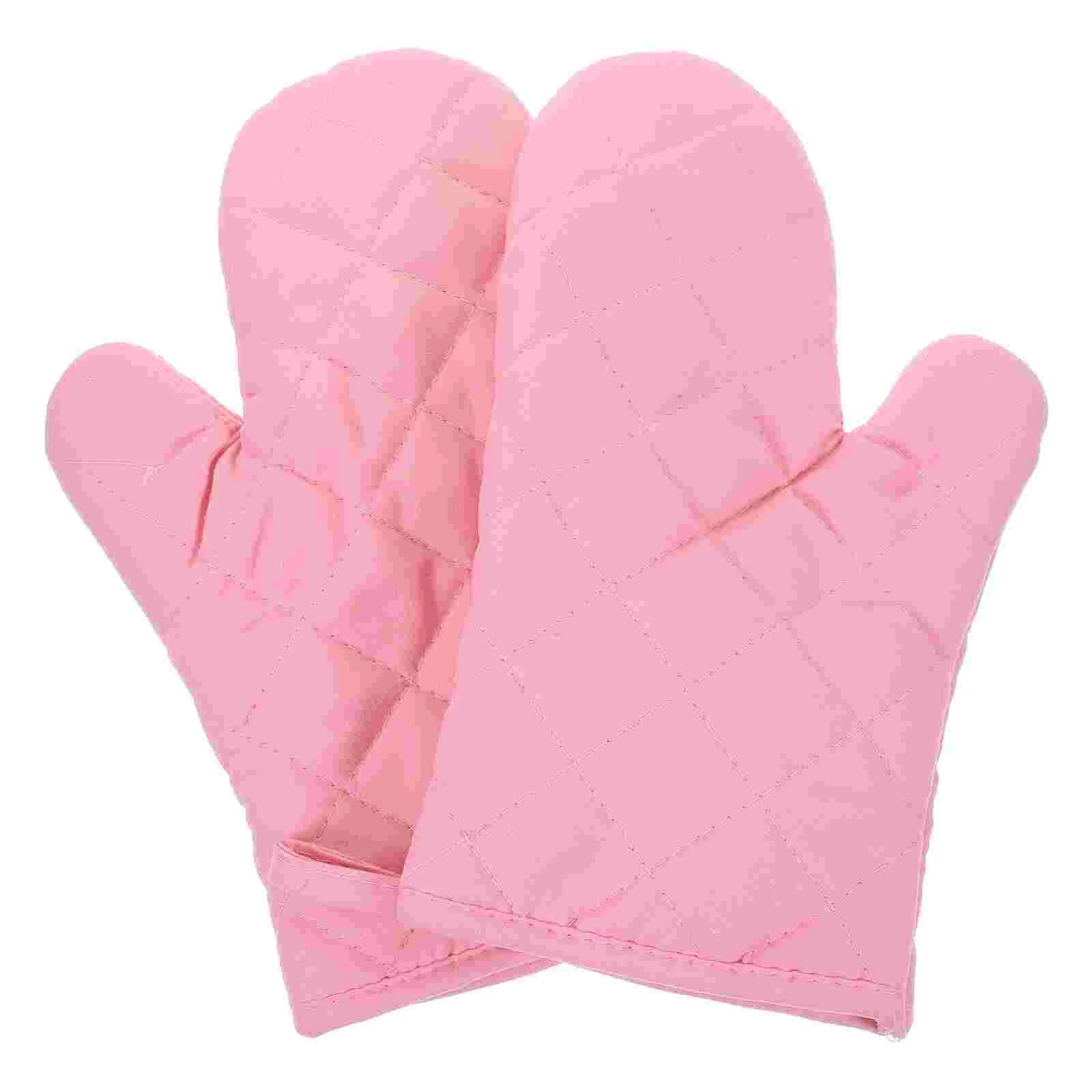 

Gloves Oven Kitchen Mitts Pink Quilting Heat Resistant Polyester Cooking Non-slip