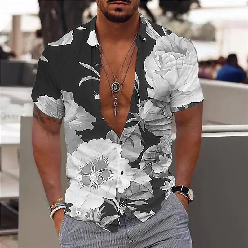 Summer Hawaiian Floral Shirts For Men 3d Print Men's Flower Shirt Beach Short Sleeve Fashion Tops Tee Shirt  Homme Blouse Camisa