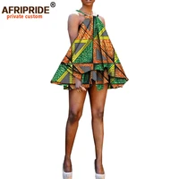 2022 summer fashion african suit for women afripride trumpet halter topmini skirt women suit 100 pure batik cotton a1826002