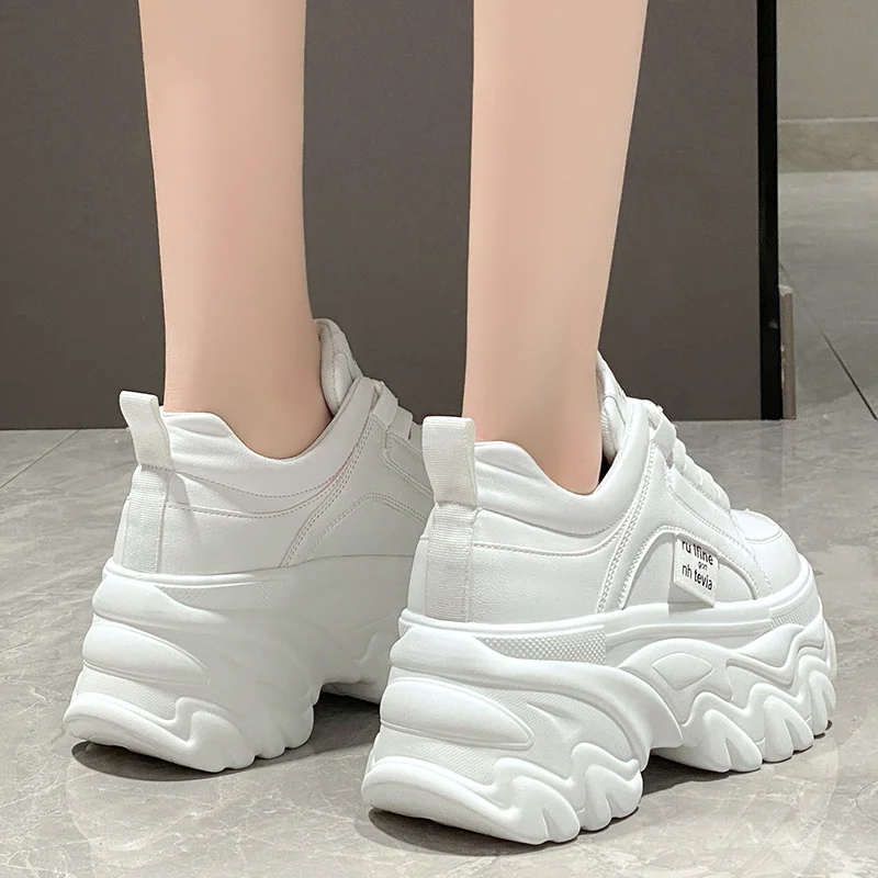 Rimocy White Black Chunky Sneakers Women Spring Autumn Thick Bottom Dad Shoes Woman Fashion PU Leather Platform Sneakers Ladies 2