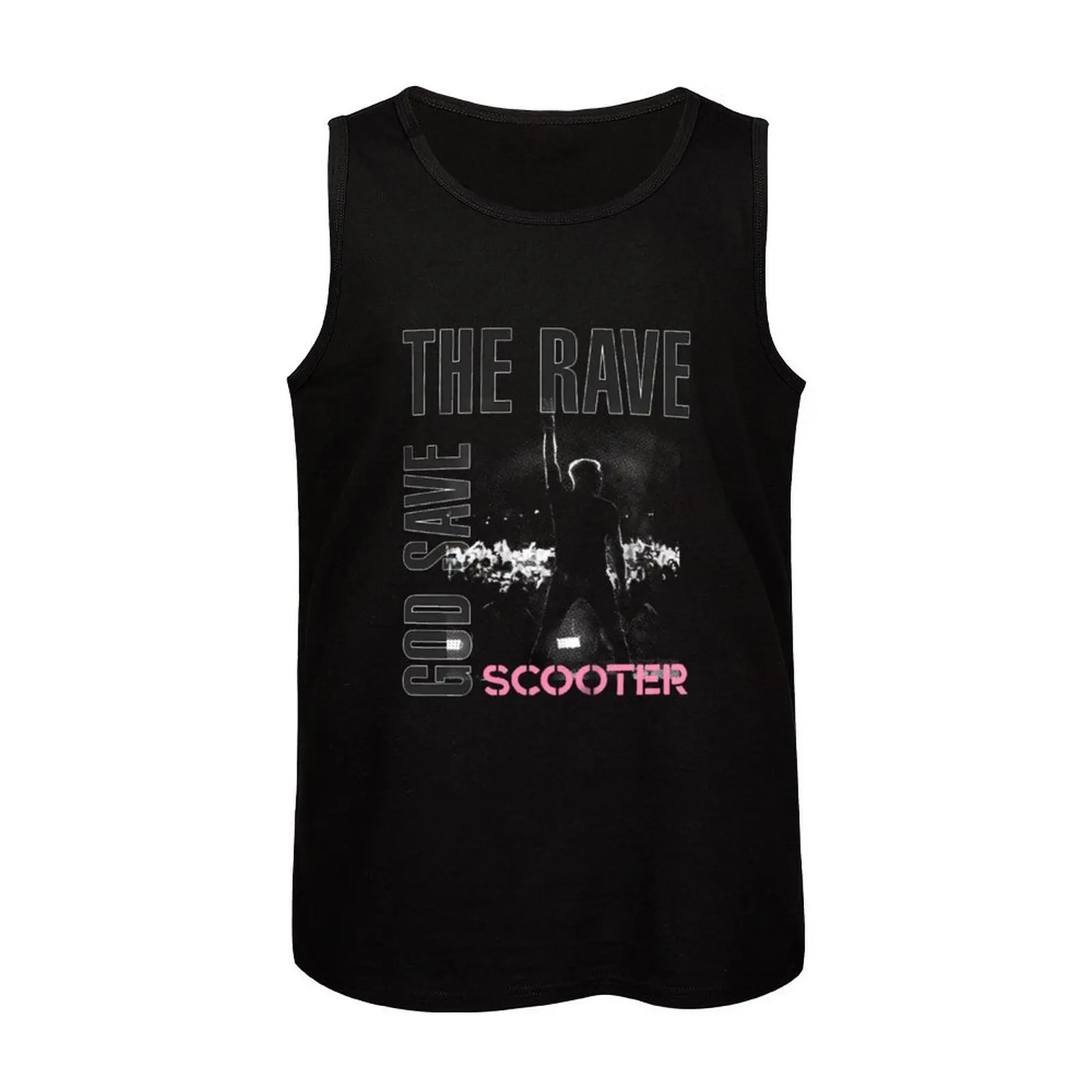 Фото Майка с принтом The Rave and God Save _gt_SCOOTER_lt_ в уличном стиле, повседневная футболка без рукавов с графическим принтом №4
