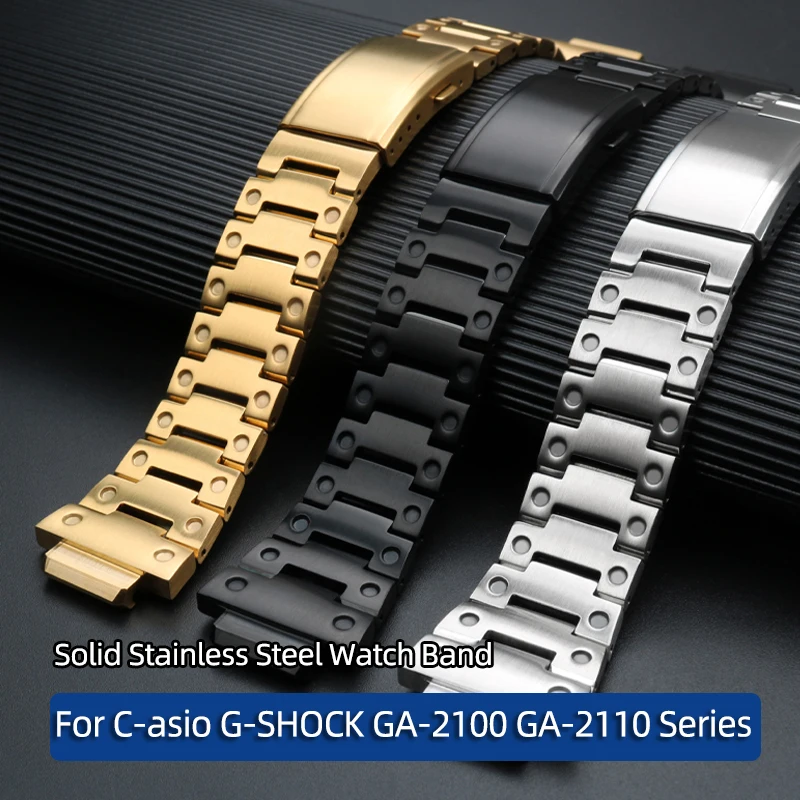 

16mm Solid Stainless Steel Watch Band For C-asio G-SHOCK GA-2100 GA-2110 Series Strap Accessories With Tools Men Bracelet