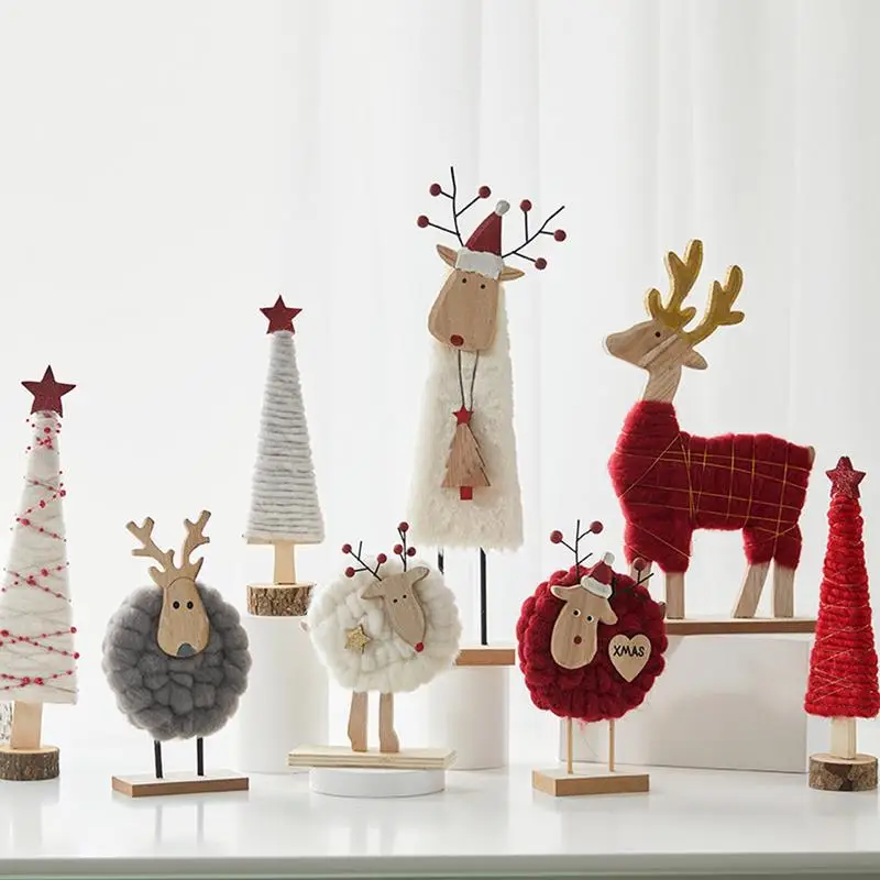 

Christmas Desktop Ornament Christmas Decoration Elk Desktop Wool Felt Ornament With Antlers Mini Delicate Decorations For Table