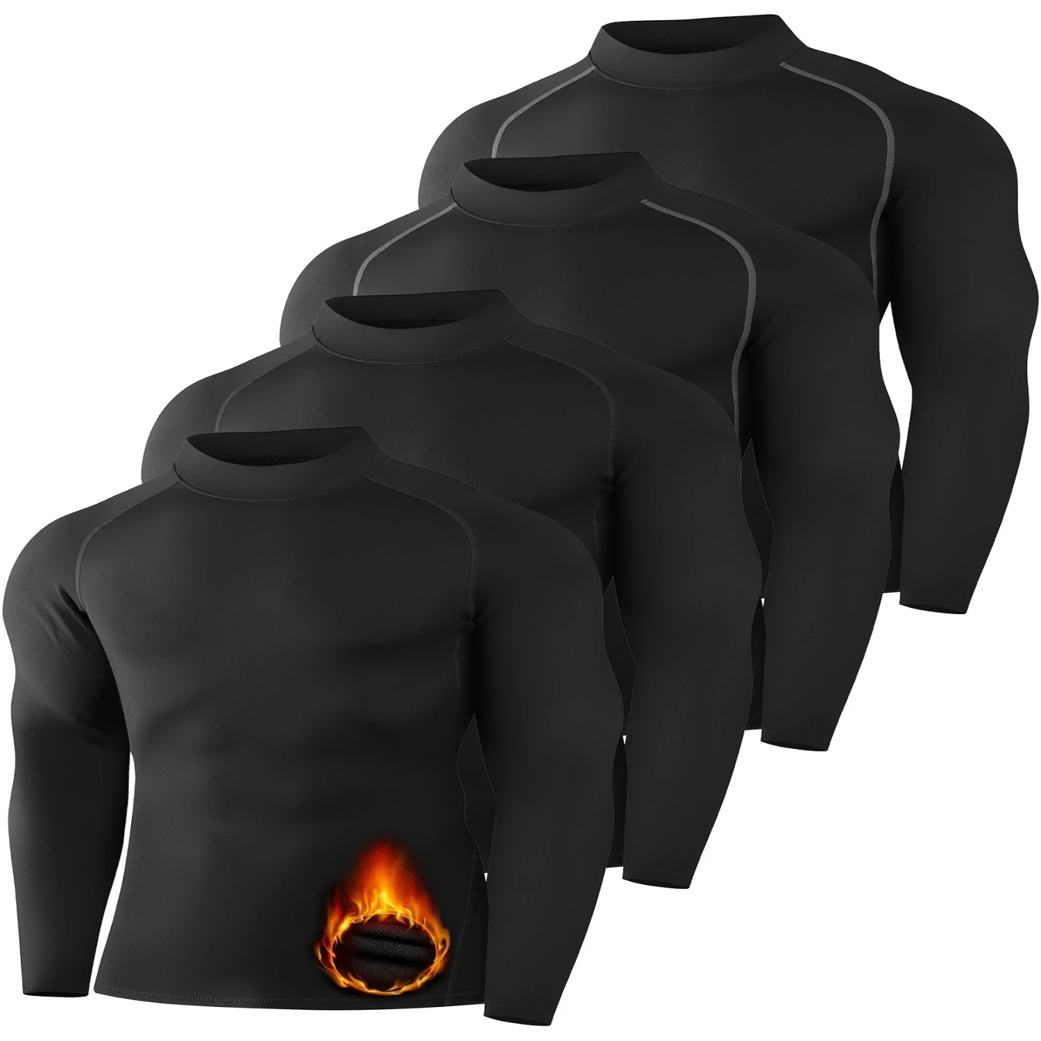 Компрессионные рубашки с высоким воротником 4 шт. мужские спортивные