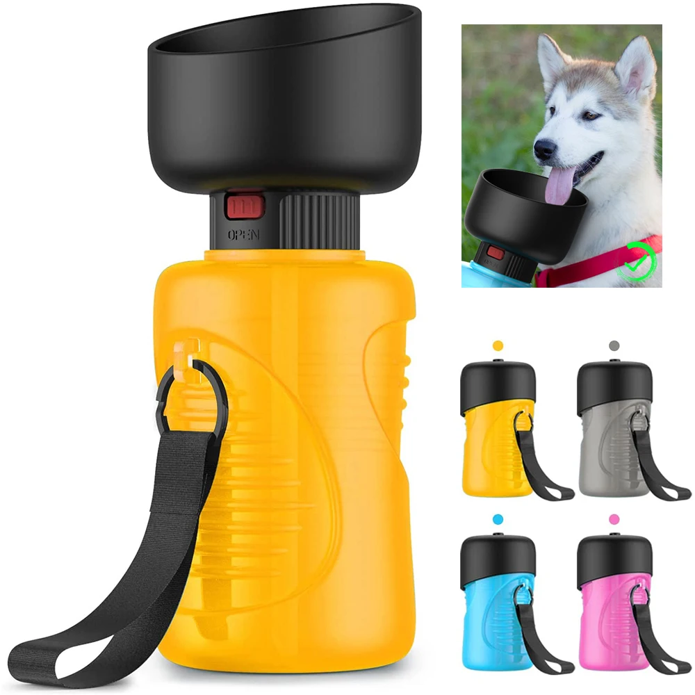 Ulmpp-botella dispensadora de agua para mascotas, alimentador para perros y gatos, fuente para beber, suministros portátiles plegables para viajes al aire libre, caminar y senderismo