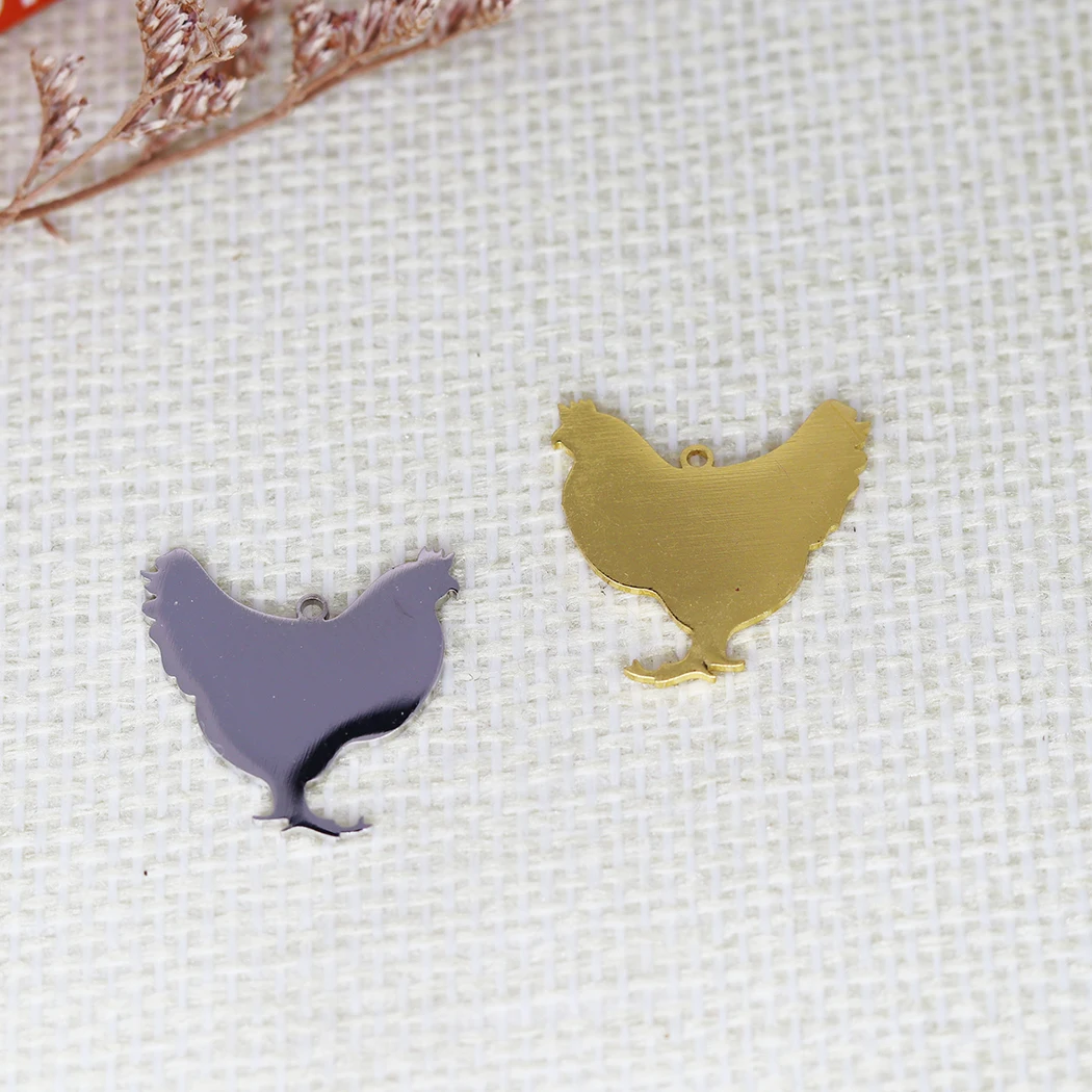 

5PCS Funny Chicken Hen Pendant DIY Stainless Steel Gift For Women Men Charm Pendant For Bracelet Jewelry Findings