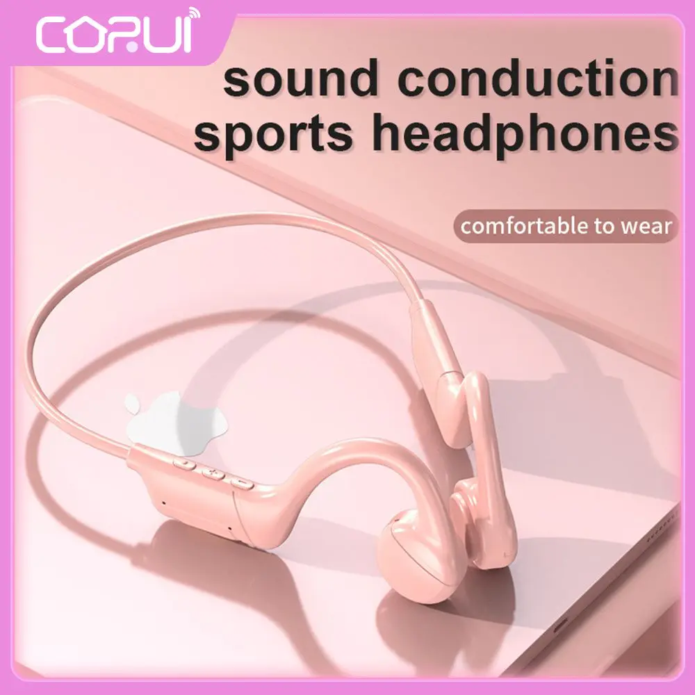 

Pink Air Conduction Headset Low Delay With Mic Wireless Headphones Long Battery Life Waterproof Consumer Electronics