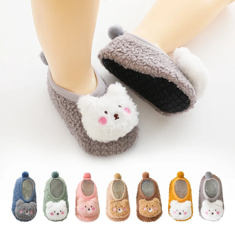 

Cartoon Baby Sock Socks Winter Boys Girls Cotton Shoes Soft Floor Shoes First Walkers Anti-slip Socks Newborn Infant Crib Shoes