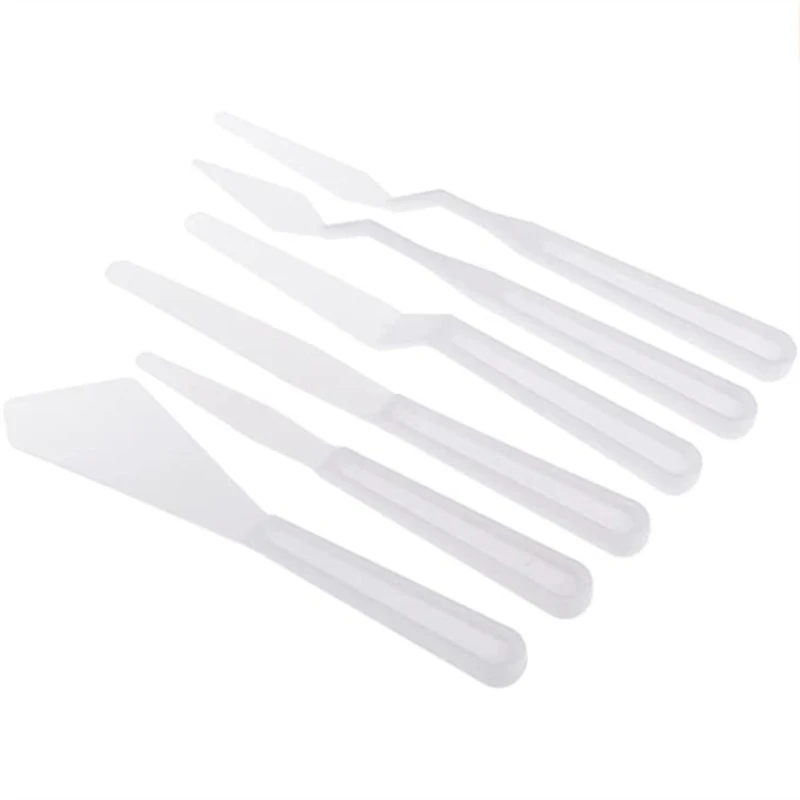 

5pcs Plastic Palette Color Mixing Knife Scraper Set Watercolor Gouache Oil Painting Scraper Color Mixing Tools For Artist