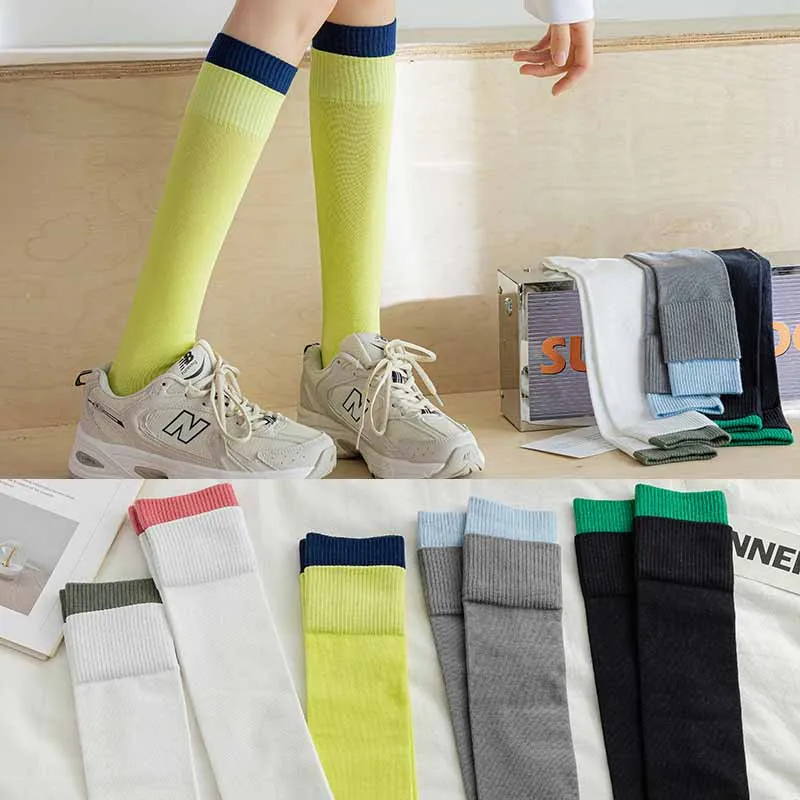 Fashion Cotton Stocking Women Over Knee Socks Thigh JK Long Stockings Tight Dress Calcetine Medias Double Ribbed Sports Socks