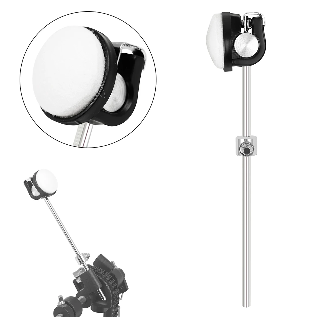 

Bass Drum Hammerhead Beater Felt Metal Pedal Head with Counterweight Jazz Drum Replacement Parts Instrument Accessories