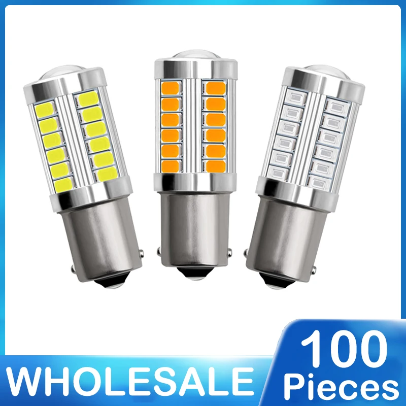 

100Pcs 1156 BA15S P21W 1157 P21/5W BAY15D BAU15S PY21W LED Bulb Car Tail Brake Light Reverse Lamp Daytime Running Turn Signal