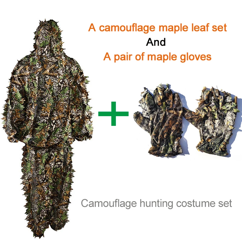 

Stealth Hunting Gloves Maple Camouflage Gloves Cloak 3D Maple Camouflage Ghillie Suit Hunting Camouflage Dead Leaf Suit