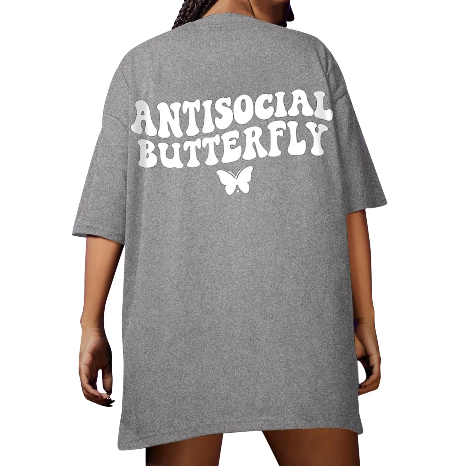 

Модная футболка с принтом со слоганом на плече, футболка с графическим рисунком, женская блузка большого размера