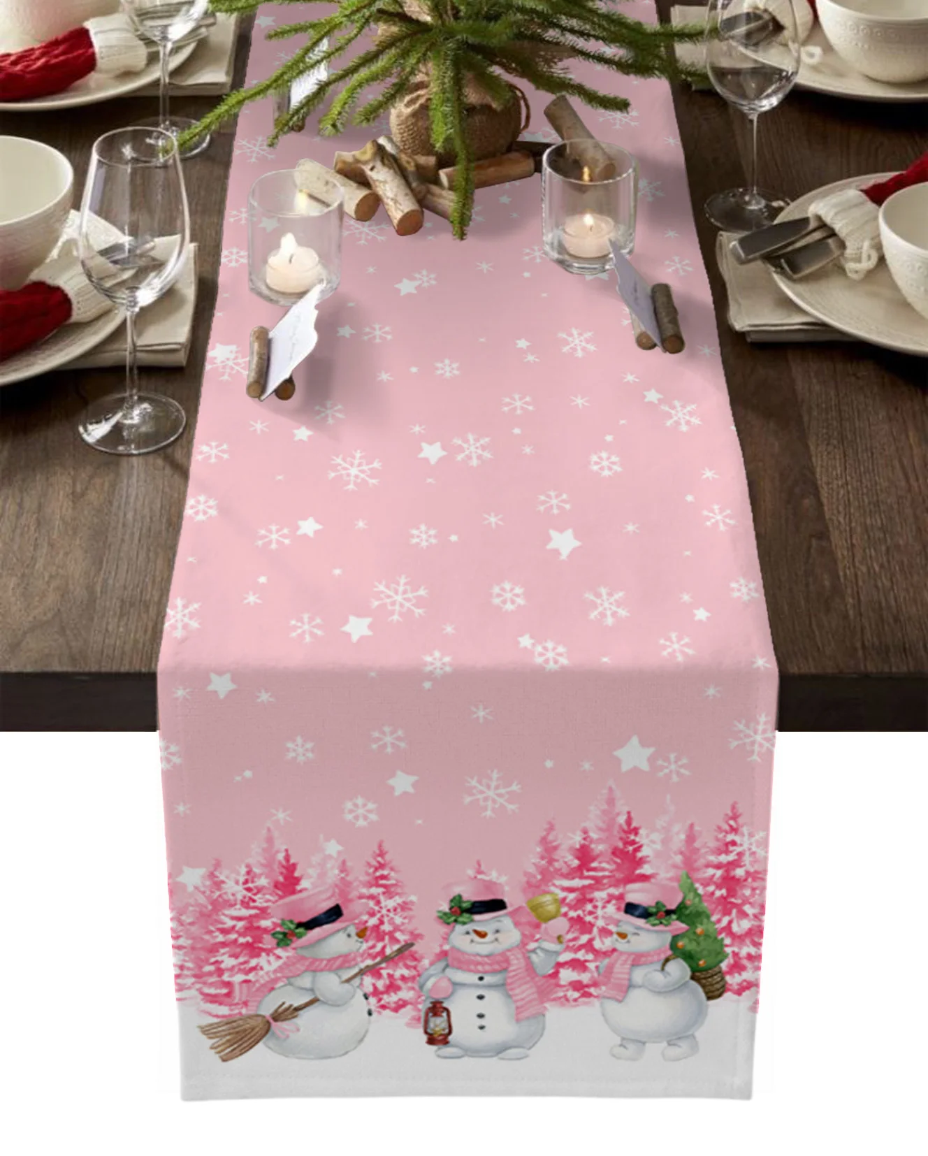 

Christmas Santa Claus Pink Wedding Table Runners Table Mats Party Table Decor Festival Dinner Holidays Christmas Tablecloths
