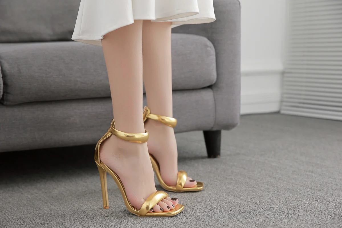 Summer Gladiator Ankle Zipper Women Sandals Thin Heel High Fashion Hollow Out Boot Sandals Party Shoes Pumps Size 34-43