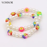 new fashion imitation pearl jewelry bracelets boho colorful clay beads fruit charm bracelet gifts for women girls