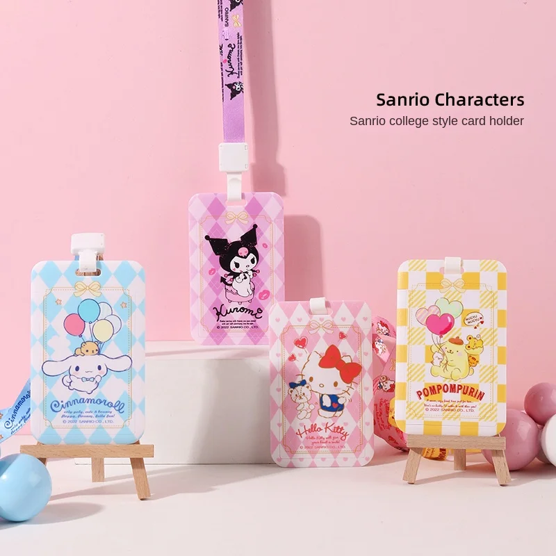 

2022 Kawaii Cute Kuromi KT Cat Purin Dog Cinnamoroll ABS Lanyard Card Holders Halter Card Holder ID Bus Card Student Swipe Card