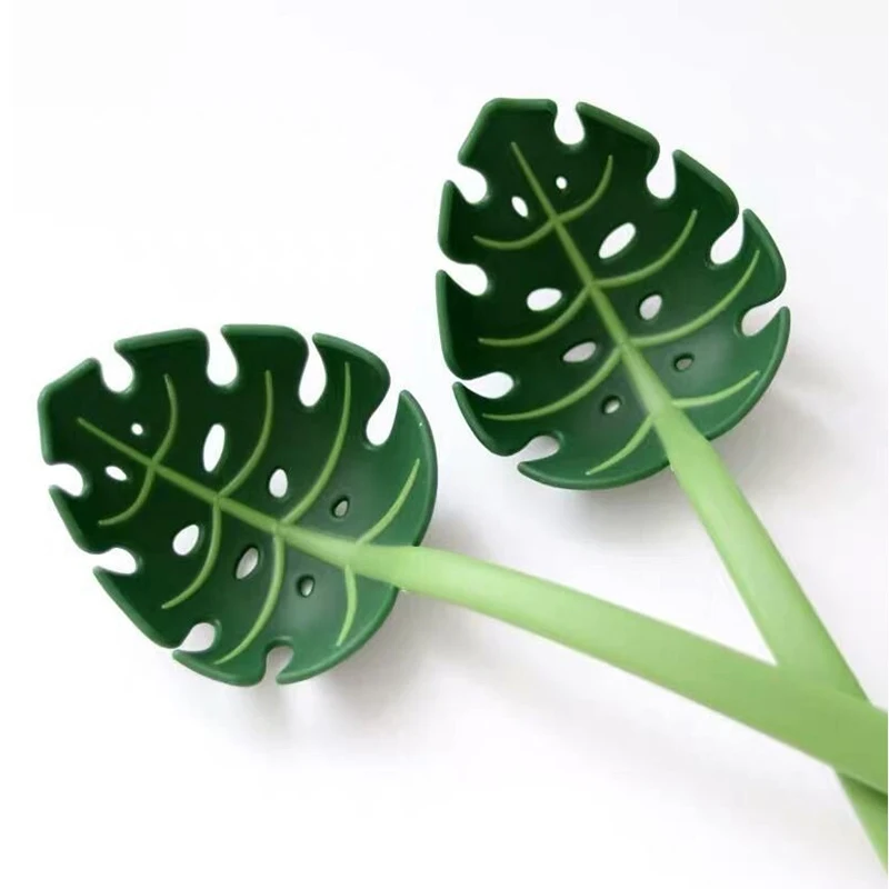 

Green Monstera Leaf Colander Multifunctional Long-Handled Spaghetti Slotted Serving Spoon Salad Slotted Spoon For Home Kitchen