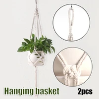 cotton plant hanger baskets flower pots holder balcony wall hanging planter decor knotted lifting rope home garden supplies fu