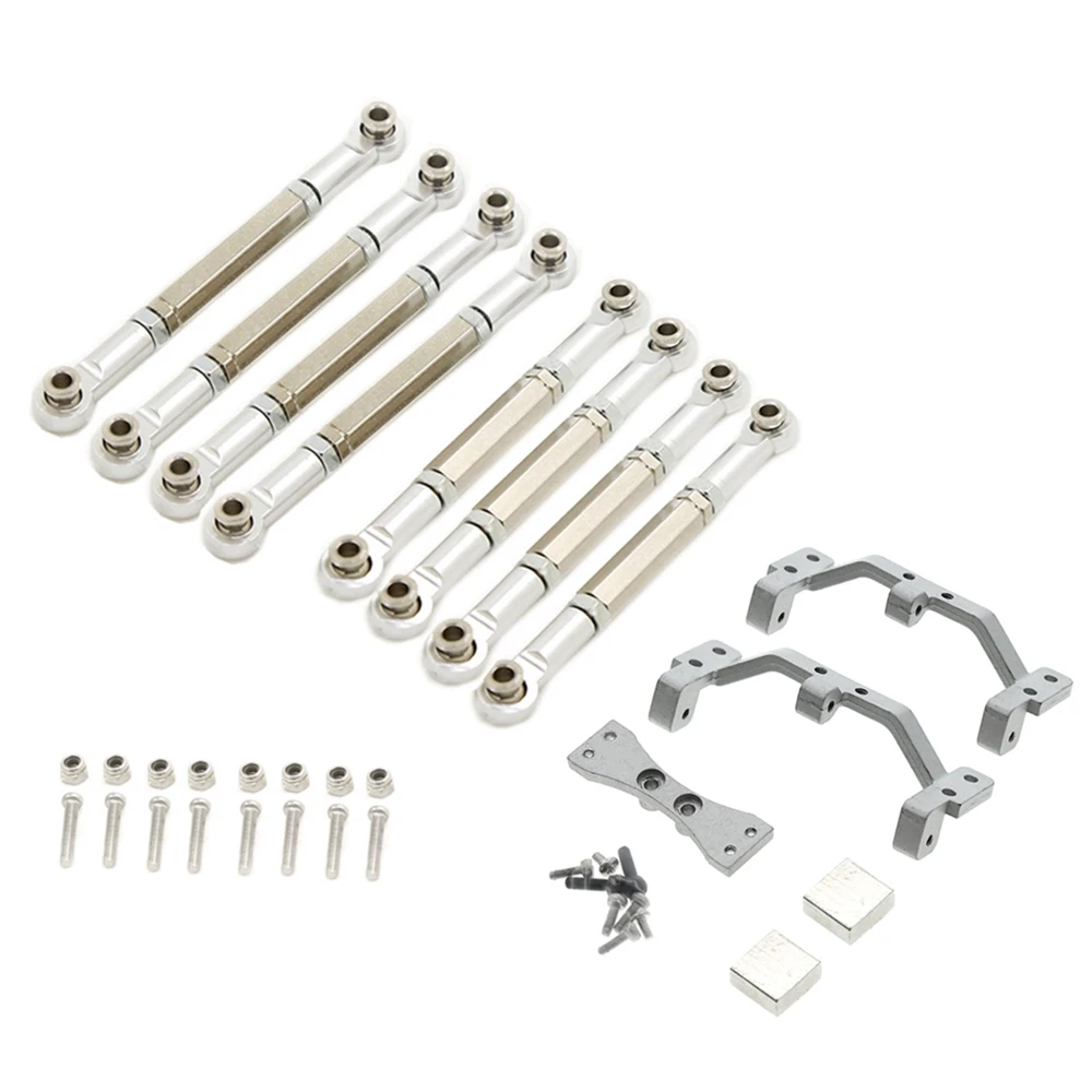 

for MN D90 MN-90 MN99S 1/12 RC Car Upgrade Parts Metal Pull Rod Steering Link Rod Pull Rod Base Servo Bracket Set,Silver