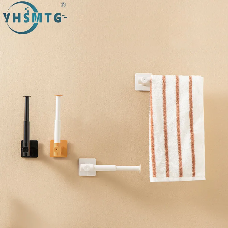 

Towel Rack Rotatable Dish Case Mounted Retractable Stand Plastic Shelves Self-Adhesive Load Bearing Bathroom Shower Organizer